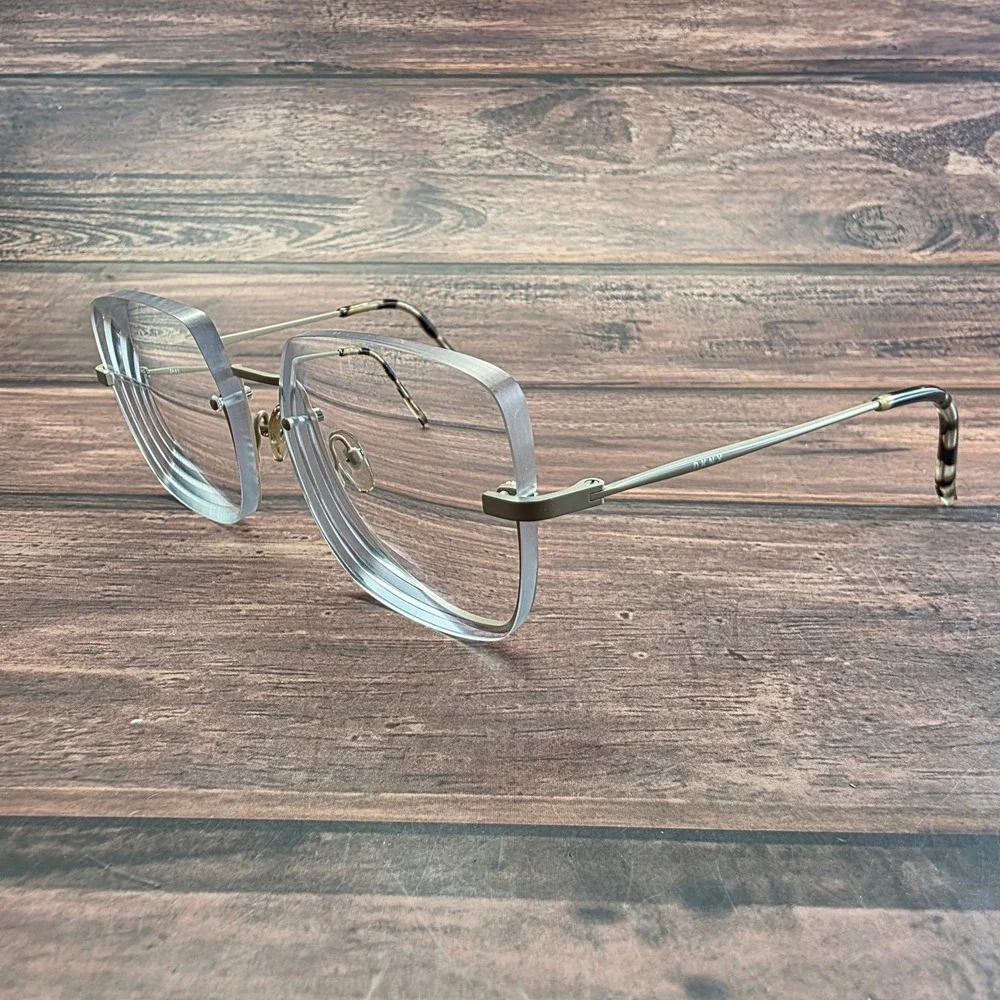 DKNY DK1001 Women Gold Clear Square‎ Eyeglasses Frames 54-16-135 272 FRAMES ONLY